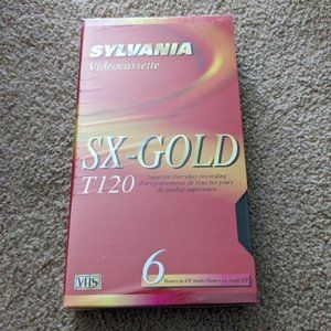 Sylvania SX-Gold Blank VHS Tape T120 Sealed Videocassette